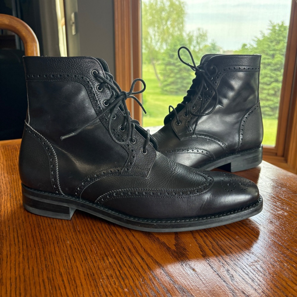Thursday Boot Company Boots Mens 9.5 Wingtip Brogue Black 2104-0051 Handcrafted